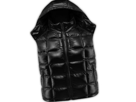 Venim Black Lambskin Hooded Goose Down Vest