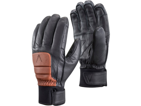 Venim Black Brown Leather Ski Gloves